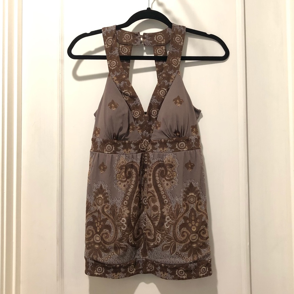 INC Halter-XS Grey & Brown Paisley
